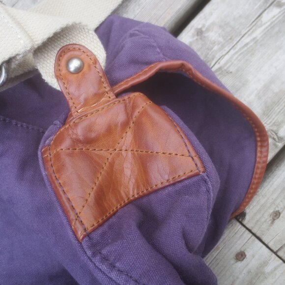 Vintage American Eagle 16" Cotton Canvas Purple Messenger Bag. - Picture 9 of 13